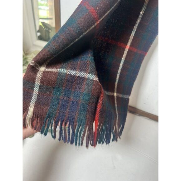Vintage Scottish Wool Plaid Tartan Scarf Quiet Luxury Academia Green Old Money - Picture 4 of 6